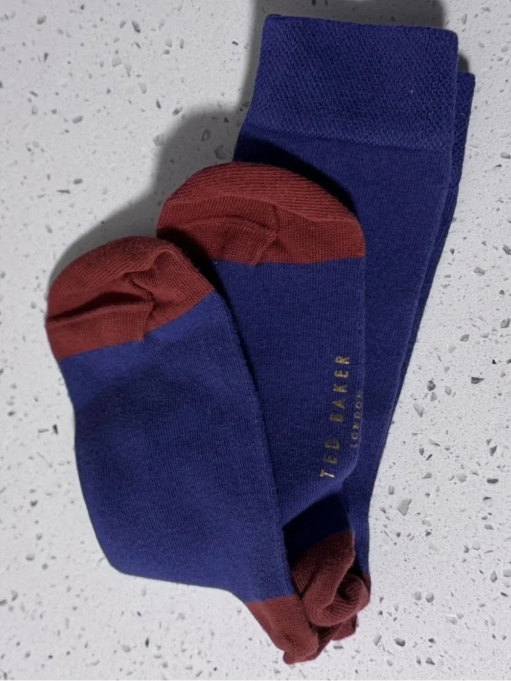 Ted Baker Men’s Dress Socks Blue Burgundy Colorblock Crew Cotton Blend OS